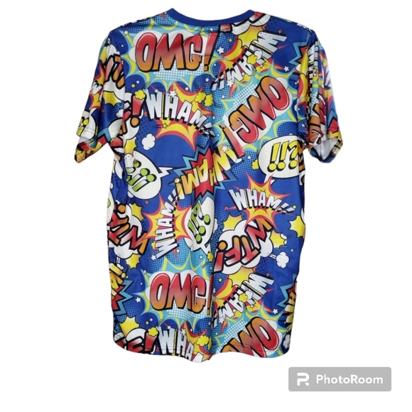 -211 OH SNAP! DRILL CLOTHiNG CO. BLUE COMIC BOOK PULL OVER, T-SHIRT Small - Picture 2 of 6